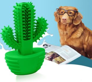 Cactus Shape Dog Toothbrush Stick Puppy Dental Care Brushing Stick Effective Doggy Teeth Cleaning Massager Natural Rubber Bite Resistant Chew Toy