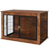 39" Dog Crate Furniture with Flip-up Top Opening, 2 Doors, Dog Kennel Furniture for Large Dogs, Rustic Brown