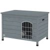 31.5"L Wooden Decorative Dog Cage Kennel Wire Door with Lock, Openable Top Removable Bottom, Dark Gray