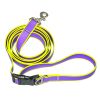 Purple & Yellow Color Block PVC Dog Leash, Waterproof Stain-Resistant, Adjustable Quick-Release Buckle, 120cm for Small & Medium Dogs