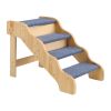 Wood Pet Stairs, 4-Step Dog Stairs for High Beds, Sofa & Cars, 150lbs Load Capacity, Non-Slip Surface