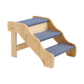 Wood Pet Stairs, 3-Step Dog Stairs for High Beds, Sofa & Cars, 150lbs Load Capacity, Non-Slip Surface