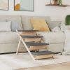Dog Stair Grey Solid fir wood, polyester 41.3 x 18.5 in Foldable