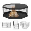 Dog Playpen, 8 Panels Foldable Metal Dog Exercise Pen with Top Cover and Bottom Pad, 24" H Pet Fence Puppy Crate Kennel