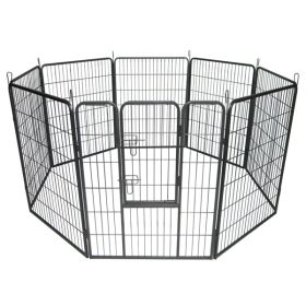 40" Dog Pet Playpen Heavy Duty Metal Exercise Fence Hammigrid 8 Panel Silver