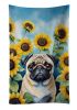 Pug in Sunflowers Kitchen Towel Dish Cloths Guest Hand Towel Decorative Bathroom Towel for Face,Tea, Dishcloth, Kitchen and Bath