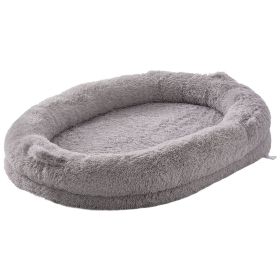 Human Dog Bed, 72" x48"x10" Giant Human Dog Bed for Adult, Human Size Dog Bed with Washable PV Velvet Cover, Egg Orthopedic Foam, Storage Pocket