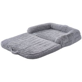 Human Dog Bed, 72" x48"x10" Giant Human Dog Bed for Adults and Pets, Human Size Dog Bed with Washable PV Velvet Cover, Egg Orthopedic Foam