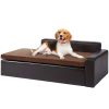 Pet Sofa, Dog Couch for Large-Sized Dogs and Cats, Soft Leather Dog Sofa Bed, 110 lbs Loading Cat Sofa, Brown
