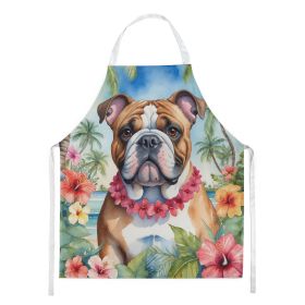 English Bulldog Luau Apron Cooking Kitchen Server Baking Crafts Gardening for Adult Women Men, Unisex, Large, Multicolor