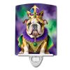 NEW English Bulldog King of Mardi Gras Ceramic Night Light Compact, UL-Certified, Ideal for Bedroom, Bathroom, Nursery, Hallway, Kitchen, 6x4x3