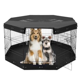 plDog Playpen 8 Panels Foldable Metal Dog Exercise Pen with Pad Cover 30"H
