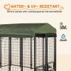 Outdoor Dog Kennel, Lockable Pet Playpen Crate, Welded Wire Steel Fence, Rotating Bowl Holders, Green