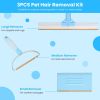 3Pcs Pet Hair Removal Kit Multi-Fabric Dog Cat Hair Scraper Lint Shaver Rake Adjustable Telescopic Rod For Carpet Rug Clothes Couch
