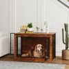 39" Dog Crate Furniture with Flip-up Top Opening, 2 Doors, Dog Kennel Furniture for Large Dogs, Rustic Brown