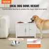 Pet Feeding Station with 2 Stainless Steel Bowls, Elevated Dog Bowls with Storage, Dog Food Storage and Feeder Station with Storage Cabinet