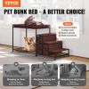 Pet Bunk Bed with Stairs, Dog/Cat Window Perch with Storage, Multi-Level Bed Window Perch Dog Bedside Sleeper Couch