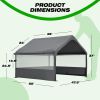 4' x 4' x 3.3' Outdoor Dog House Tent with 3-Sided Mesh Windows, Pet Shelter with Canopy and Ground Stakes, Gray