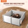 Dog Whelping Box, 59.8 x 59.8 x 24.0in Whelping Box for Dogs and Puppies, Whelping Pen for Puppies, Dog Birthing Box with Rails and Washable Pee Pad