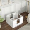 33" Whelping Box for Dogs, Puppy Whelping Pen with Adjustable Entrance & Non-slip Foot Pads, for Small Dogs, White
