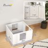 33" Whelping Box for Dogs, Puppy Whelping Pen with Adjustable Entrance & Non-slip Foot Pads, for Small Dogs, White