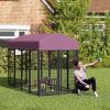 Welded Wire Outdoor Dog Kennel with 360Â° Rotating & 4 Levels Adjustable Bowls, Waterproof Cover, 7.9' x 4' x 6'
