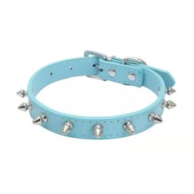 Anti-Bit Pet Necklace; Durable Dog Rivet Collar For Puppy; Pet Supplies (Color: Blue, size: S)