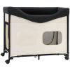Elevated Lounge Pet Bed, Foldable Bunk Dog Bed with 600D Oxford Cloth and Dutch Velvet, Portable Raised Cot with Wheels, Side Storage Bags