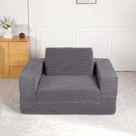Compression Human Dog Sofa Bed for Adult & Pets,Modern Floor Couch With Pillow for Living Room Bedroom,Corduroy Fabric,No Assembly Required (Color: DARK-GREY)