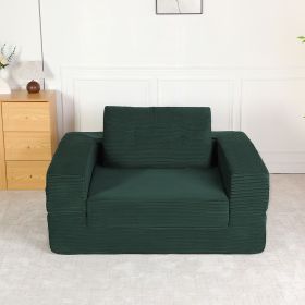 Compression Human Dog Sofa Bed for Adult & Pets,Modern Floor Couch With Pillow for Living Room Bedroom,Corduroy Fabric,No Assembly Required (Color: DARK-GREEN)