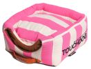 Touchdog Polo-Striped Convertible and Reversible Squared 2-in-1 Collapsible Dog House Bed