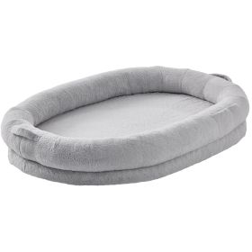Human Dog Bed, 72" x48"x10" Human Dog Bed for Adult, Human Size Dog Bed with Washable Faux Rabbit Fur Cover, Egg Orthopedic Foam, Storage Pocket (default: Default)