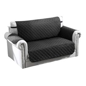 Reversible Sofa Cover Chair Loveseat Couch Microfiber Slipcover Cushion Furniture Protector Shield Water-Resistant w/ Elastic Strap for Kids Pet Dog C (Color: Black, size: 2-Seat)