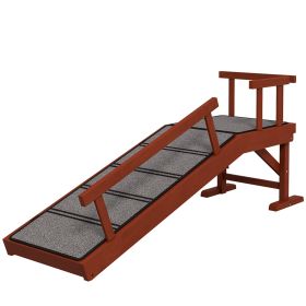 PawHut Wooden Dog Ramp with Removable Guardrails, Non-Slip Surface Long Brown (size: 49")