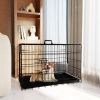 Dog Crate, Dog Cage with Divider and Plastic Leak-Proof Pan Tray, Double Door Folding Metal Wire Cage for Indoor, Outdoor, and Travel