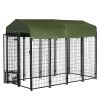 Outdoor Dog Kennel, Lockable Pet Playpen Crate, Welded Wire Steel Fence, Rotating Bowl Holders
