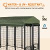 Outdoor Dog Kennel, Lockable Pet Playpen Crate, Welded Wire Steel Fence, Rotating Bowl Holders