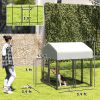 Welded Wire Outdoor Dog Kennel with 360Â° Rotating & 4 Levels Adjustable Bowls, Waterproof Cover