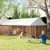 Outdoor Dog Kennel w/ Adjustable & Rotatable Bowl Rack, Waterproof UV-Resistant Cover, Secure Lock