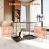 Dog Crate, Dog Cage with Divider and Plastic Leak-Proof Pan Tray, Double Door Folding Metal Wire Cage for Indoor, Outdoor, and Travel