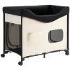 Elevated Lounge Pet Bed, Foldable Bunk Dog Bed with 600D Oxford Cloth and Dutch Velvet, Portable Raised Cot with Wheels, Side Storage Bags