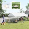 Outdoor Dog Kennel w/ Adjustable & Rotatable Bowl Rack, Waterproof UV-Resistant Cover, Secure Lock