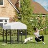Welded Wire Outdoor Dog Kennel with 360Â° Rotating & 4 Levels Adjustable Bowls, Waterproof Cover
